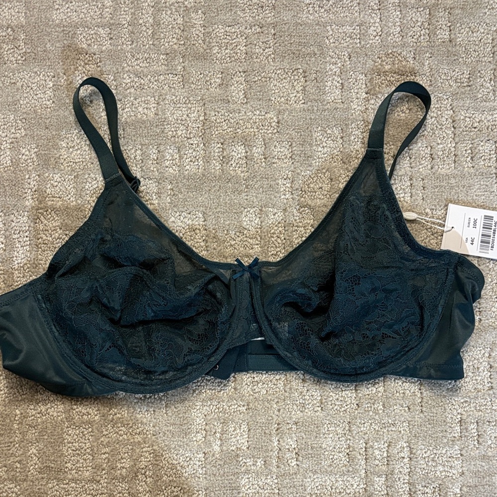 Chic Lace Underwire Bra in Deep Green